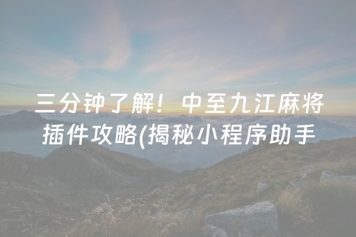 三分钟了解！中至九江麻将插件攻略(揭秘小程序助手软件)