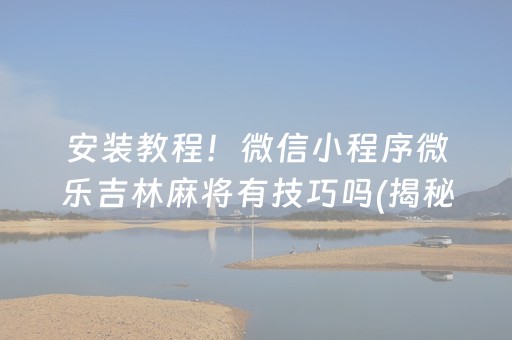 安装教程！微信小程序微乐吉林麻将有技巧吗(揭秘小程序辅牌器)