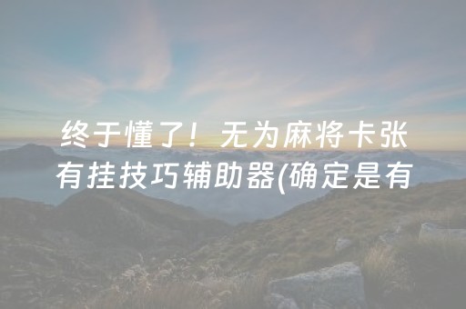终于懂了！无为麻将卡张有挂技巧辅助器(确定是有挂)