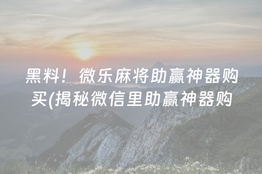 黑料！微乐麻将助赢神器购买(揭秘微信里助赢神器购买)