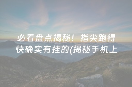 必看盘点揭秘！指尖跑得快确实有挂的(揭秘手机上胡牌技巧)