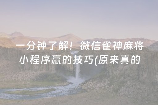 一分钟了解！微信雀神麻将小程序赢的技巧(原来真的有挂呢)