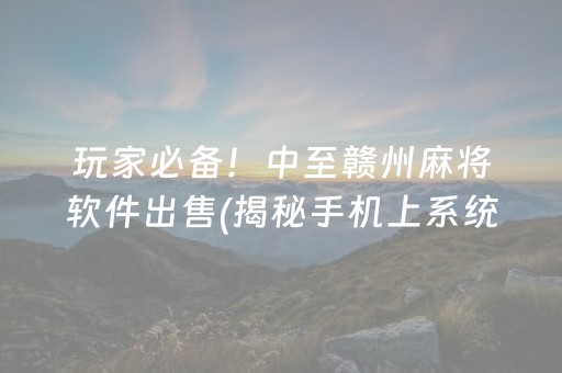 玩家必备！中至赣州麻将软件出售(揭秘手机上系统发好牌)