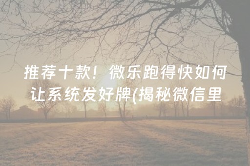 推荐十款！微乐跑得快如何让系统发好牌(揭秘微信里提高赢的概率)