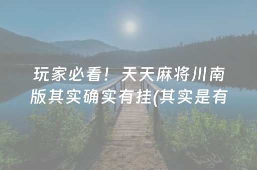 玩家必看！天天麻将川南版其实确实有挂(其实是有挂确实有挂)
