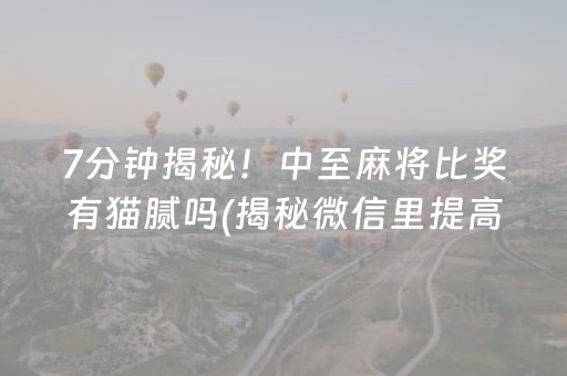7分钟揭秘！中至麻将比奖有猫腻吗(揭秘微信里提高赢的概率)