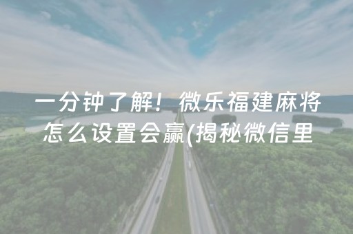 一分钟了解！微乐福建麻将怎么设置会赢(揭秘微信里助手软件)