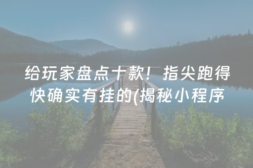 给玩家盘点十款！指尖跑得快确实有挂的(揭秘小程序攻略插件)