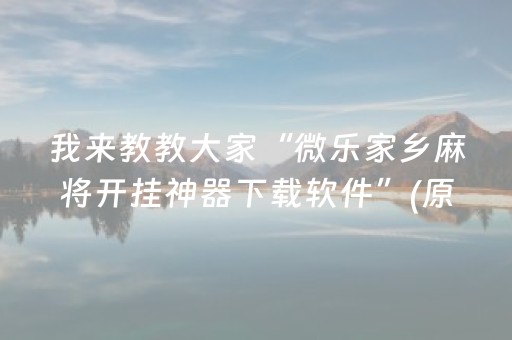 我来教教大家“微乐家乡麻将开挂神器下载软件”(原来真的有挂)-知乎