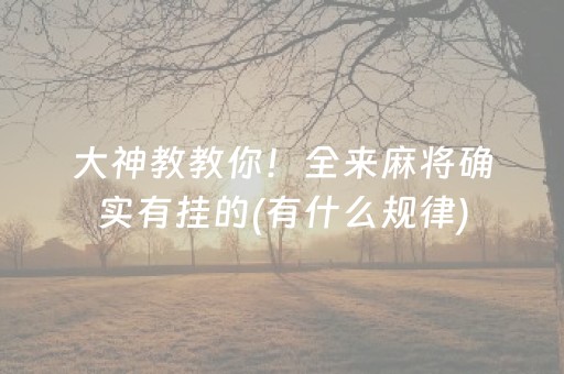 大神教教你！全来麻将确实有挂的(有什么规律)