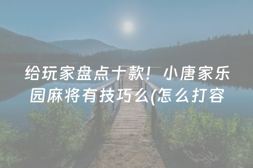 给玩家盘点十款！小唐家乐园麻将有技巧么(怎么打容易赢)