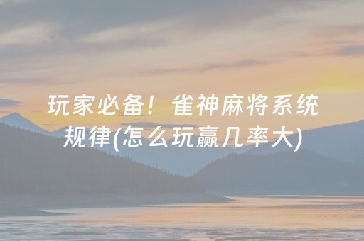 玩家必备！雀神麻将系统规律(怎么玩赢几率大)