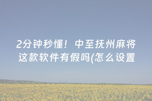 2分钟秒懂！中至抚州麻将这款软件有假吗(怎么设置会赢)