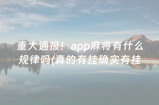 重大通报！app麻将有什么规律吗(真的有挂确实有挂)