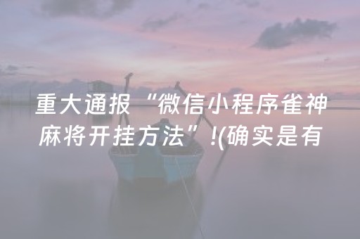 重大通报“微信小程序雀神麻将开挂方法”!(确实是有挂)-知乎