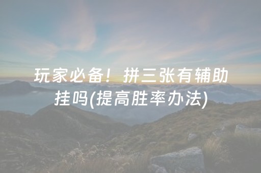 玩家必备！拼三张有辅助挂吗(提高胜率办法)