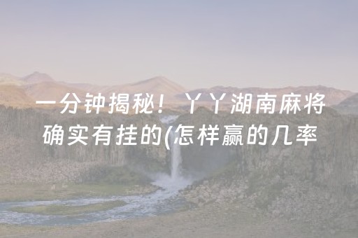 一分钟揭秘！丫丫湖南麻将确实有挂的(怎样赢的几率大)