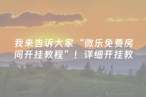 我来告诉大家“微乐免费房间开挂教程”！详细开挂教程（确实真的有挂)-知乎