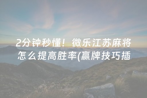 2分钟秒懂！微乐江苏麻将怎么提高胜率(赢牌技巧插件安装)