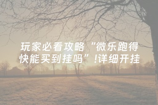 玩家必看攻略“微乐跑得快能买到挂吗”!详细开挂教程-知乎