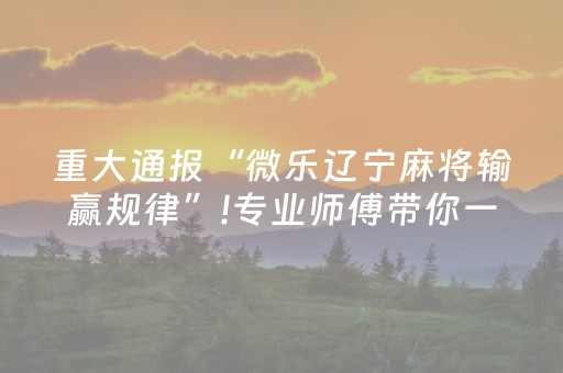 重大通报“微乐辽宁麻将输赢规律”!专业师傅带你一起了解（详细教程）-知乎
