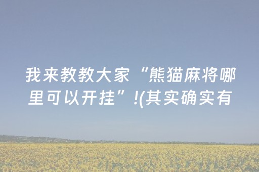 我来教教大家“熊猫麻将哪里可以开挂”!(其实确实有挂)-知乎