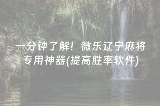 一分钟了解！微乐辽宁麻将专用神器(提高胜率软件)