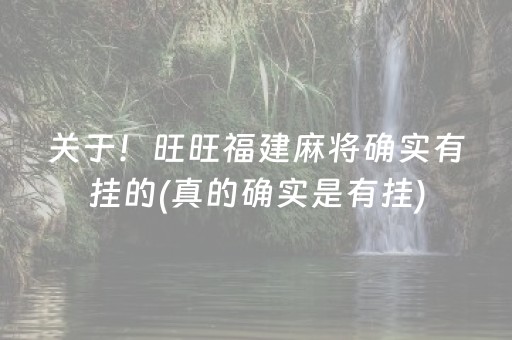 关于！旺旺福建麻将确实有挂的(真的确实是有挂)