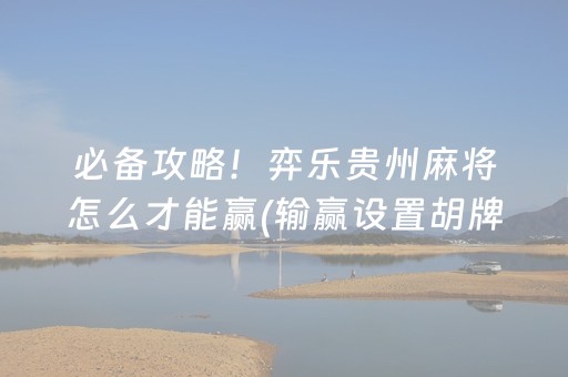 必备攻略！弈乐贵州麻将怎么才能赢(输赢设置胡牌规律)