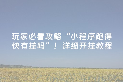 玩家必看攻略“小程序跑得快有挂吗”！详细开挂教程（确实真的有挂)-知乎
