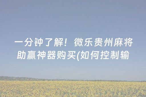 一分钟了解！微乐贵州麻将助赢神器购买(如何控制输赢)