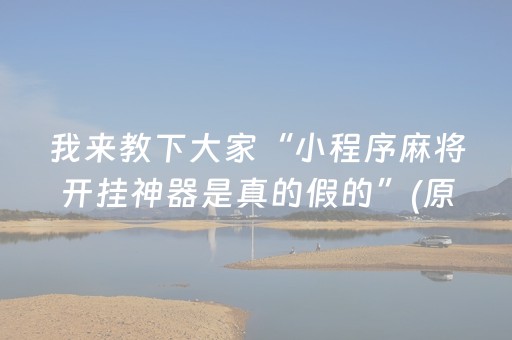 我来教下大家“小程序麻将开挂神器是真的假的”(原来真的有挂)-知乎