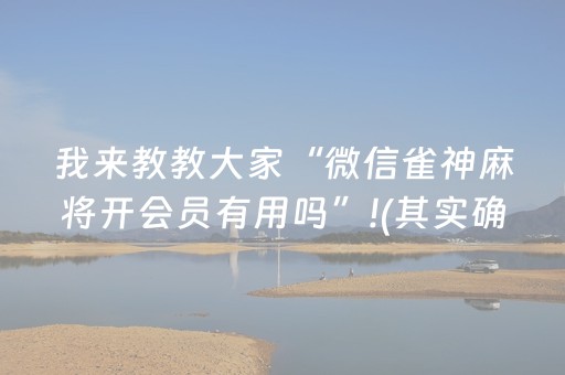 我来教教大家“微信雀神麻将开会员有用吗”!(其实确实有挂)-知乎