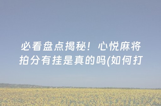 必看盘点揭秘！心悦麻将拍分有挂是真的吗(如何打赢有插件吗)