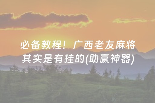 必备教程！广西老友麻将其实是有挂的(助赢神器)