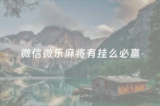 微信微乐麻将有挂么必赢（微信上微乐麻将有开挂的吗）