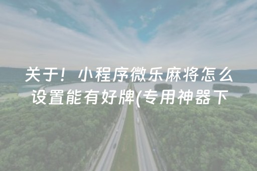 关于！小程序微乐麻将怎么设置能有好牌(专用神器下载)