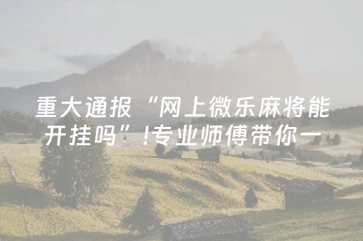 重大通报“网上微乐麻将能开挂吗”!专业师傅带你一起了解（详细教程）-知乎