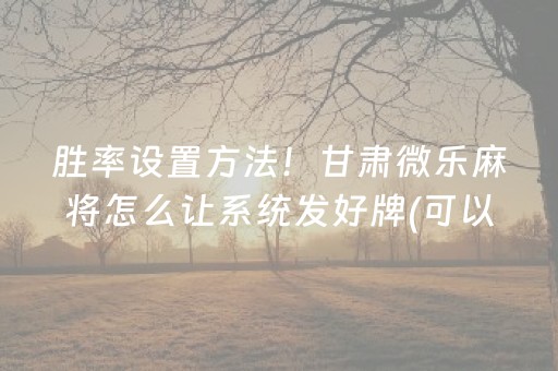 胜率设置方法！甘肃微乐麻将怎么让系统发好牌(可以设置输赢吗)