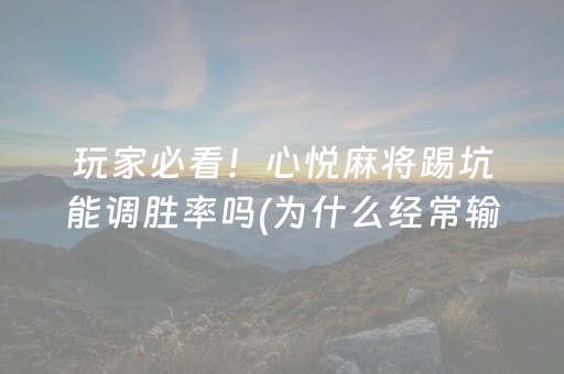 玩家必看！心悦麻将踢坑能调胜率吗(为什么经常输)