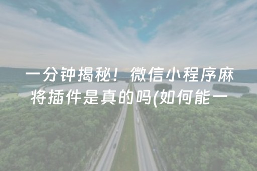 一分钟揭秘！微信小程序麻将插件是真的吗(如何能一直赢)