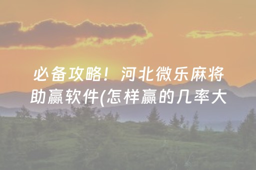 必备攻略！河北微乐麻将助赢软件(怎样赢的几率大)