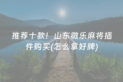 推荐十款！山东微乐麻将插件购买(怎么拿好牌)
