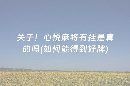 关于！心悦麻将有挂是真的吗(如何能得到好牌)