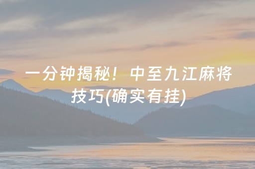 一分钟揭秘！中至九江麻将技巧(确实有挂)