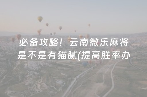 必备攻略！云南微乐麻将是不是有猫腻(提高胜率办法)