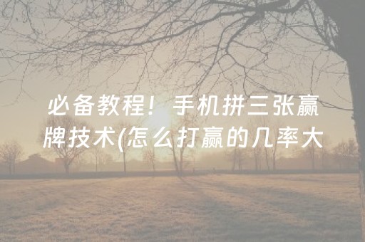 必备教程！手机拼三张赢牌技术(怎么打赢的几率大)