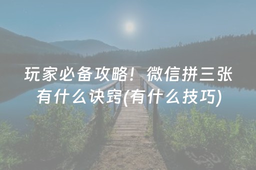 玩家必备攻略！微信拼三张有什么诀窍(有什么技巧)
