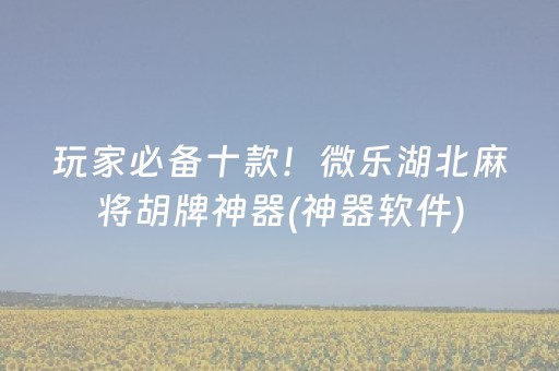 玩家必备十款！微乐湖北麻将胡牌神器(神器软件)