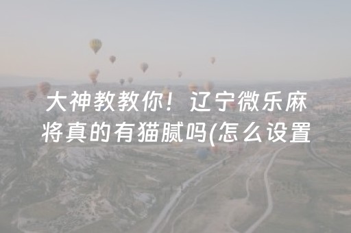 大神教教你！辽宁微乐麻将真的有猫腻吗(怎么设置会赢)